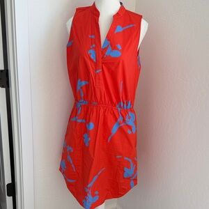 Tory Butch Orange 🍊and Blue Sleeveless Dress NWOT